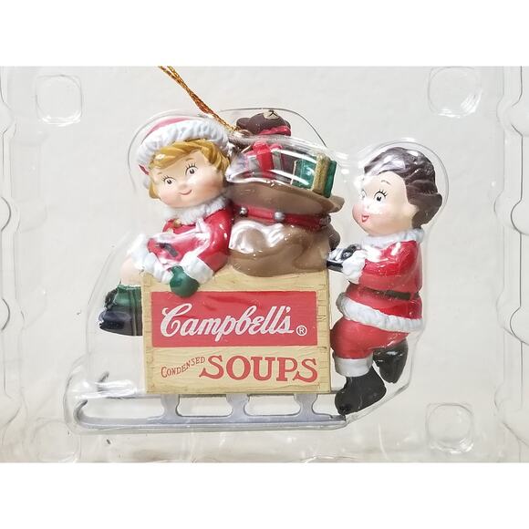Campbell Christmas Figurine Tree Ornament 1996  1997 100th Birthday New x2 Vtg - Picture 5 of 12
